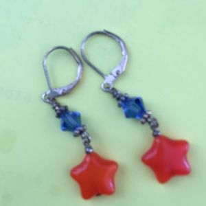 Anthropologie crystal star earrings blue red